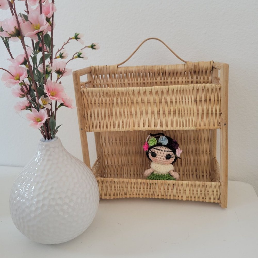 Boho Vintage shelf/ Storage Basket /  home decor/ wicker shelf / decor shelf/ pe